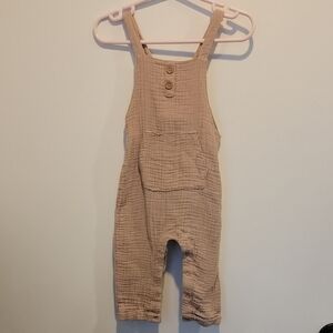 Tan Overalls with Adjustable Straps and Relaxed Fit